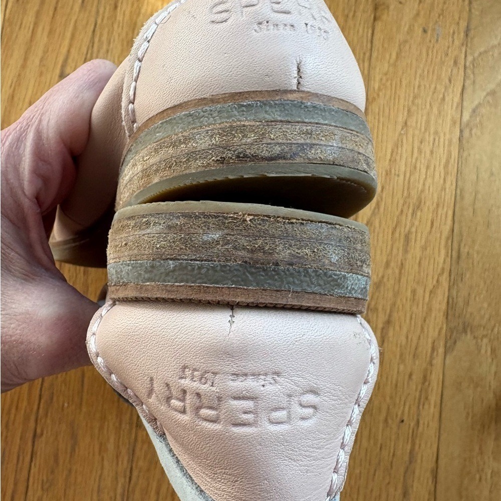 Sperry Top-Sider Cream Gray Blush Pink Leather Penny Loafers Women's 6.5 - Picture 4 of 6